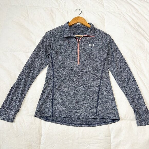 Under Armour ½ Zip Pullover Size Small Gray Heather Pink Zip Running Top - Picture 2 of 5